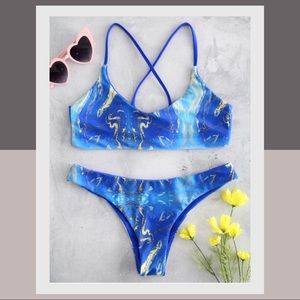 ZAFUL Blue Marble Bikini | Size Small